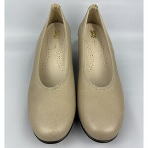 SAS Milano Womens Shoes Beige Nude Leather Comfort Kitten Heel Pumps 10.5N NWOB